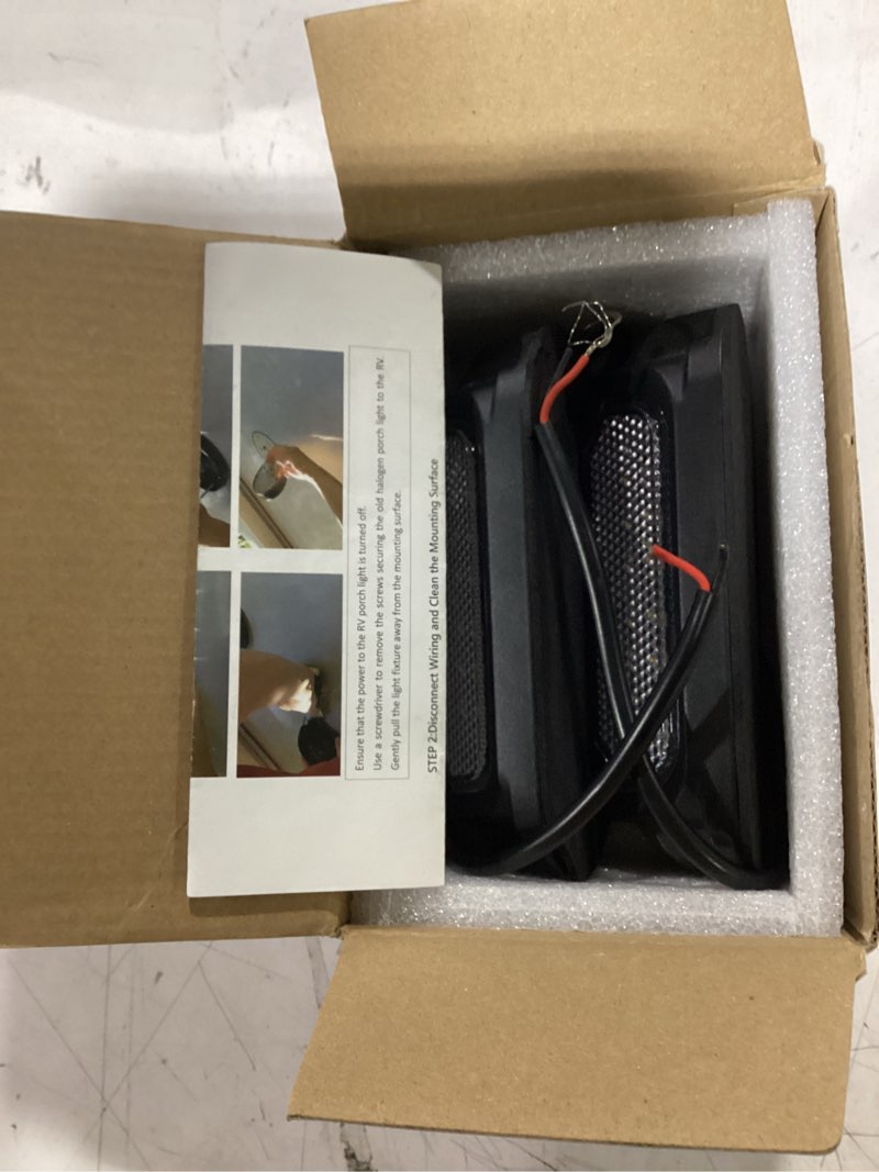 Condition photo showing New/Like New for suparee led rv porch light, 2pcs white amber 12 volt exterior light, 800 lumen black lighting fixture kit replacement for rvs trailers campers