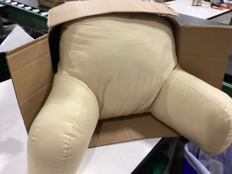 Condition photo showing Good Condition for Greendale Home Fashions Cotton Duck Bed Rest Reading Pillow with Arms, Tan