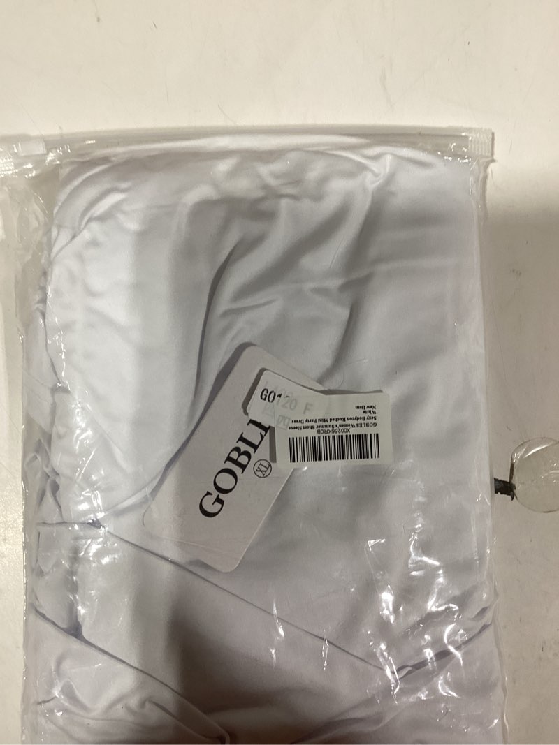Condition photo showing Good Condition for GOBLES Women's Summer Short Sleeve Sexy Bodycon Ruched Mini Party Dress X-Large White