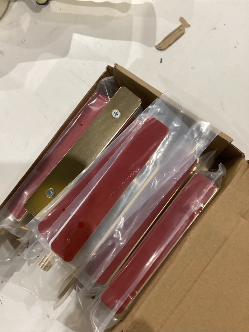 Condition photo showing New/Like New for 12 Pack 5 Inch 128 mm Self-adhesive Gold Barrel Knurled Cabinet Handles with Base Plate Aluminum Cabinet Pulls for Drawer Sliding Door Charcuterie Board Gold Drawer Handles Drill&Punch Free 5 Inch BarrelGold 3M 12