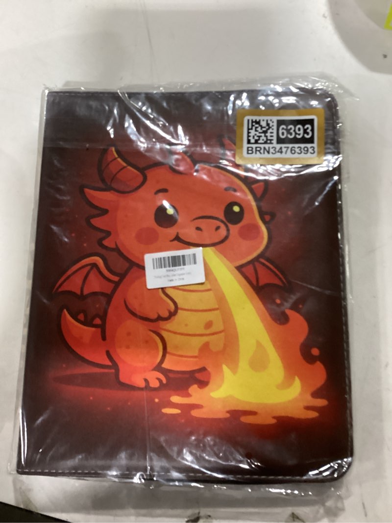 Condition photo showing New/Like New for Trading Card Binder 9 Pocket with Zipper, Dragon Design PU Leather Album, Holds 900 Cards, Compatible with Pokemon TCG, MTG & Sports Cards Cute Fire Dragon
