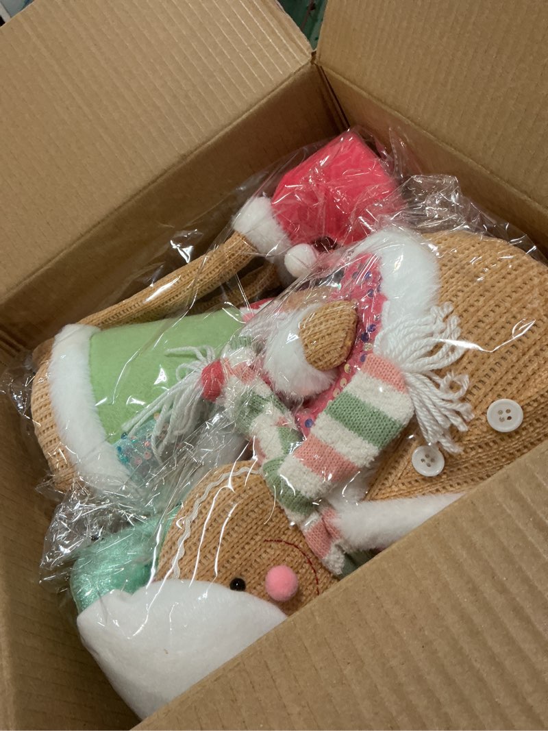 Condition photo showing Good Condition for 2-piece gingerbread christmas decorations set, 29" indoor gingerbread man lighted decorations for home, pastel xmas figurines candy cane decor, festive gift for kids, christmas village display