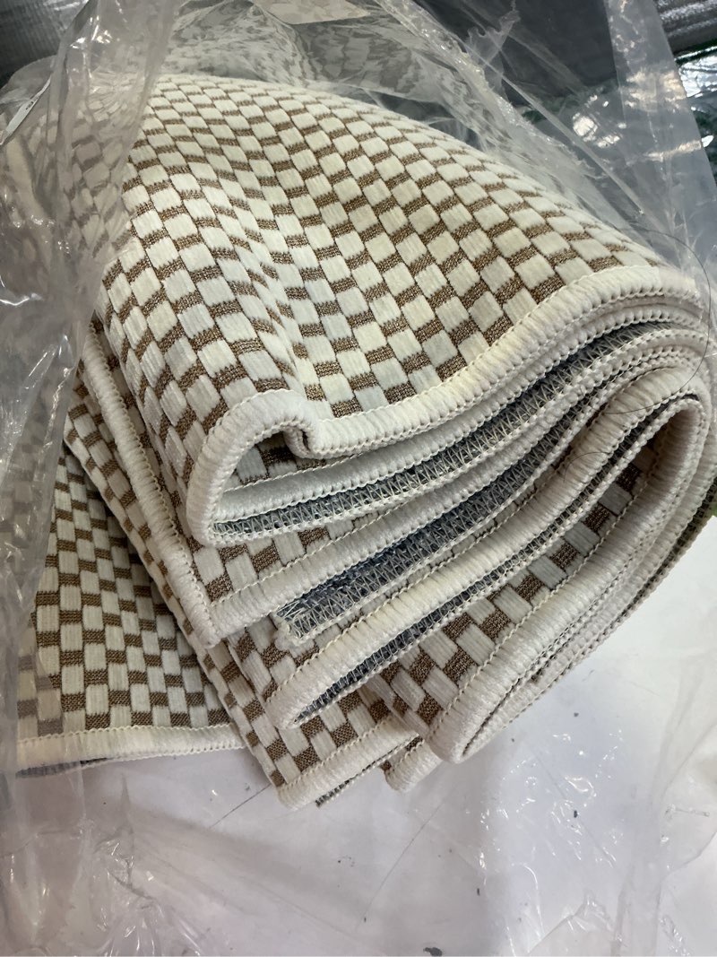 Condition photo showing Good Condition for ydkgl 2x8 ft hallway runner rug extra long boho woven kitchen runner rugs mat non slip washable, soft entryway laundry hall floor runner carpet for indoor backdoor bedroom hallway living room, beige 2' x 8' beige