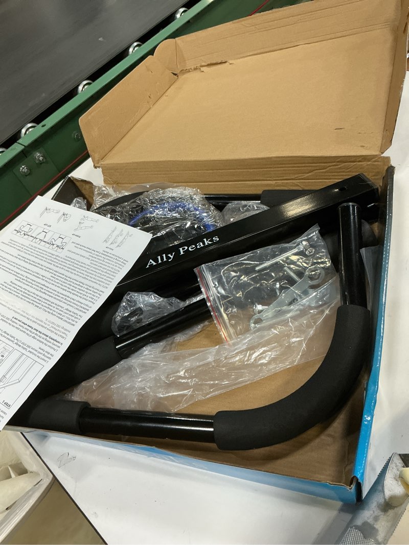 Condition photo showing Good Condition for Ally Peaks Pull Up Bar for Doorway | Thickened Steel Max Limit 440 lbs Upper Body Fitness Workout Bar| Multi-Grip Strength for Doorway | Indoor Chin-Up Bar Fitness Trainer for Home Gym Portable black