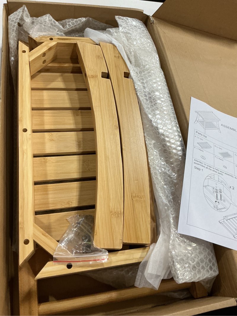 Condition photo showing Good Condition for vvw bamboo shower bench & stool with storage shelf, bath benches for inside shower, bathroom stools 2-tier spa seat for adults elderly (walnut)