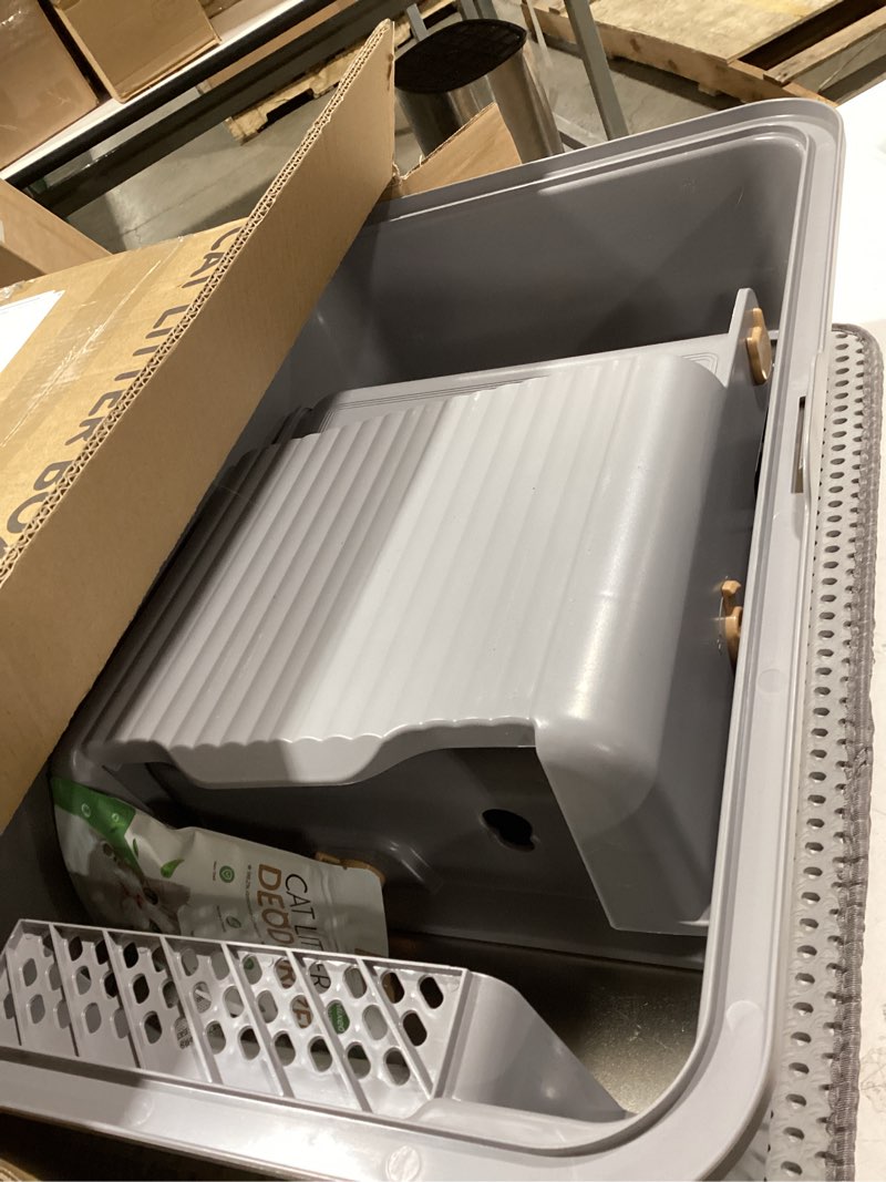 Condition photo showing New/Like New for L7 Pro-Stainless Steel Litter Box with Lid, XXL Extra Large Enclosed Metal Cat Box for Kitty&Big Cats, Odor Control - Cat Litter Deodorizer, High Sided Enclosure with Scoop & Mat, Anti-Leakage-Grey