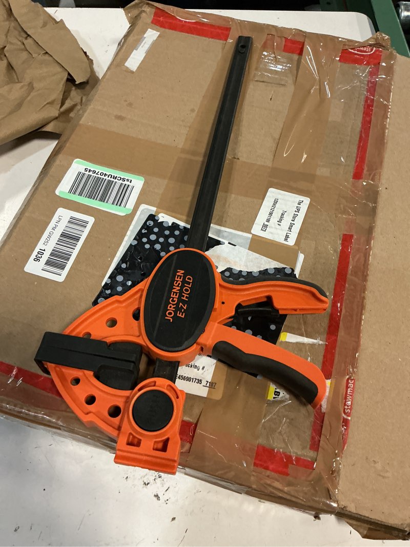 Condition photo showing Good Condition for jorgensen 2-pack ratchet bar clamps set, medium duty, 12-inch one hand clamp, e-z hold expandable spreader