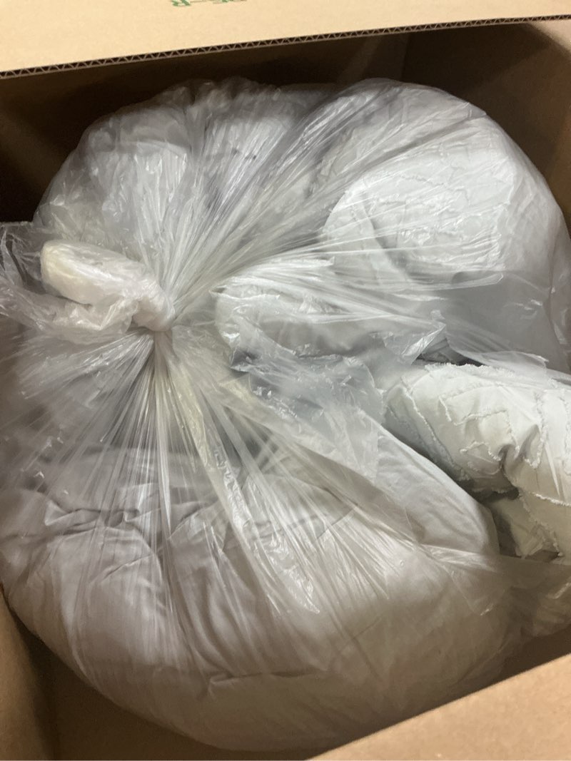 Condition photo showing As Is for EVERGRACE King Comforter Set, 7-Piece Bed in a Bag, Shabby Chic Boho Tufted Comforter with Diamond Embroidery, Soft All Season Microfiber Bedding Set with Sheets, Pillowcases & Shams, Light Gray King Light Gray - Diamond