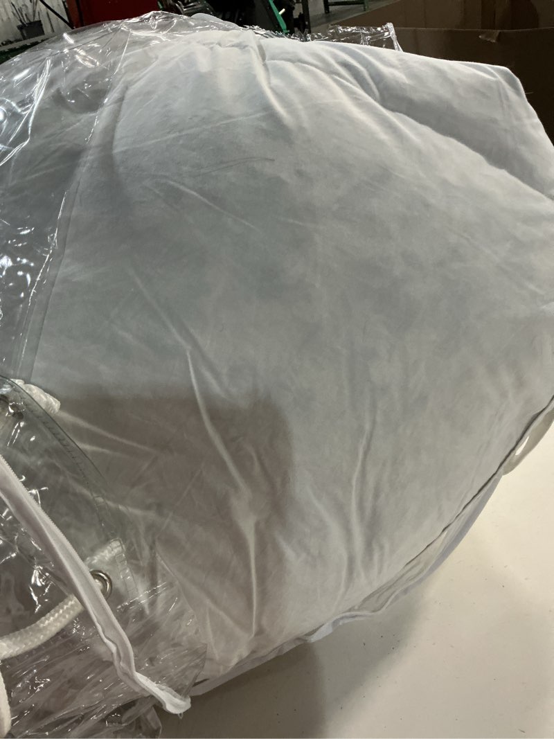 Condition photo showing As Is for luxe downtop featherbed mattress topper, queen, white