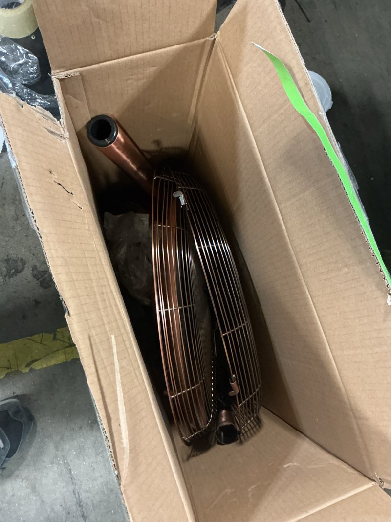 Condition photo showing As Is for HOLMES 16" Copper Digital Metal Stand Fan, 75° Oscillation, 3 Speeds, 4 Blades, 3 Modes, 7.5-Hour Timer, Adjustable Height, 20° Head Tilt, Ideal for Home, Bedroom or Office, Remote Control