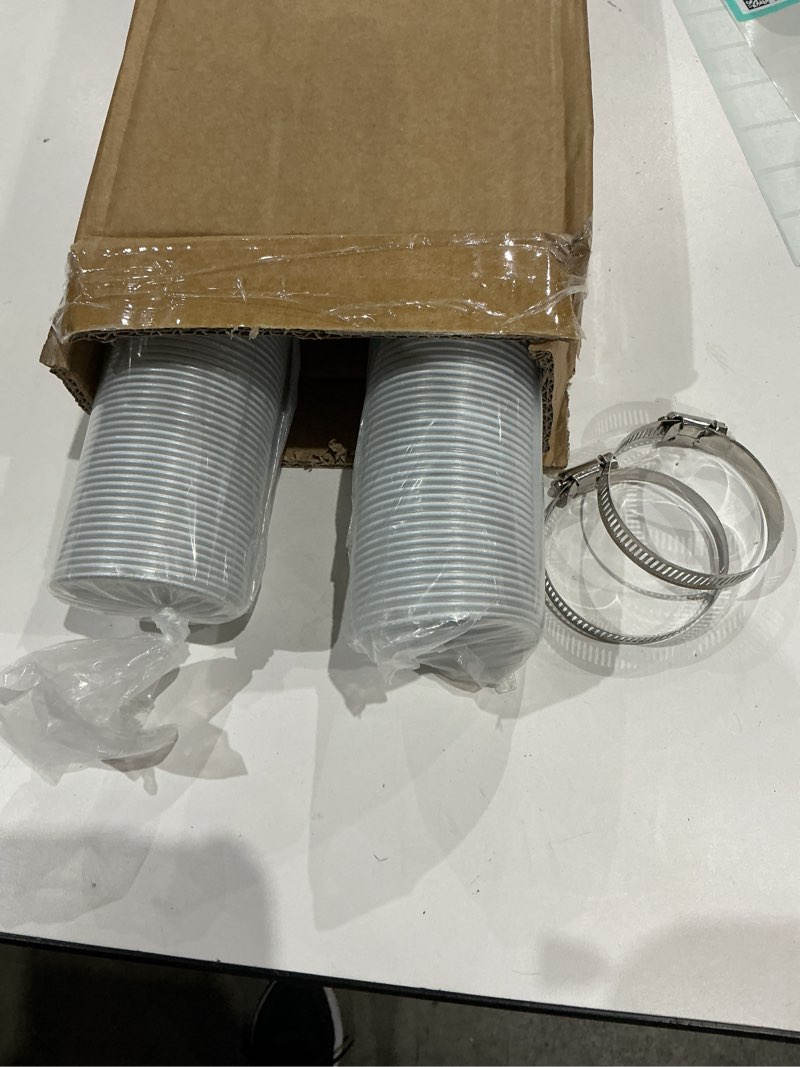 Condition photo showing Good Condition for 2 1/2" x 10' pvc clear dust collection hose, puncture resistant fume collection hose with 4 pieces stainless steel clamps, suitable for dust woods debris collection 2.5 inch × 10 feet
