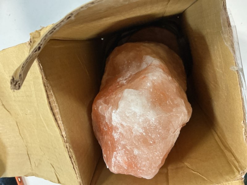 Condition photo showing Good Condition for wbm salt lamp - usb himalayan salt lamp with touch dimmer control, natural pink crystal, 5-7 lbs, wooden base, led bulb, room decor, home decor, relaxation, ambiance, gift