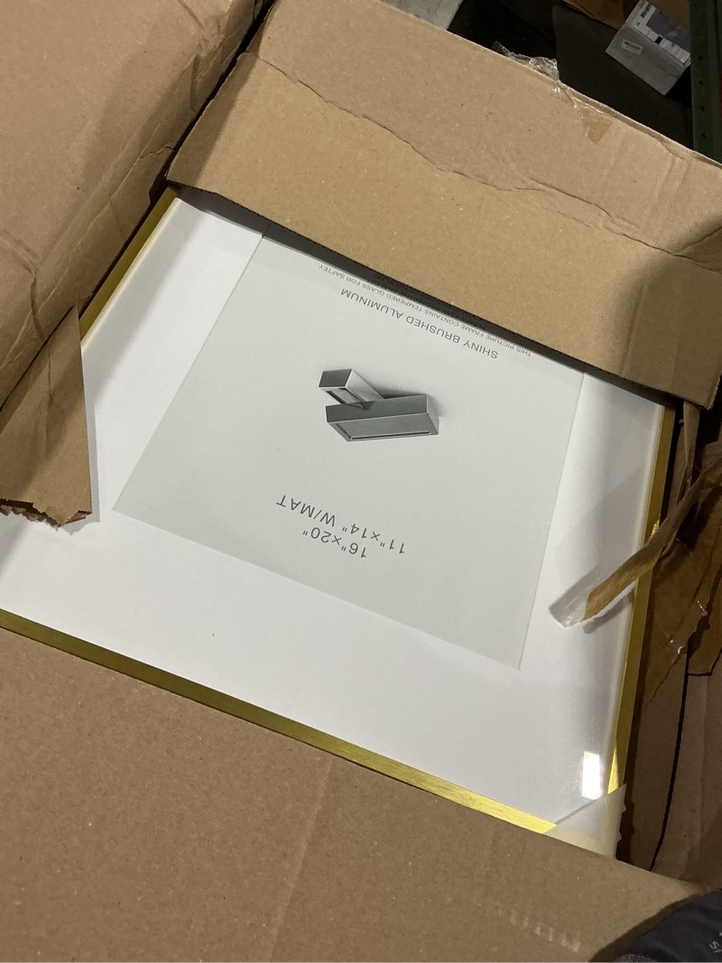 Condition photo showing Good Condition for a4 picture frame gold - high-end metal 8.3 x 11.7 aluminum frame for wall, photo frame with mat for a5, 8.25 x 11.75 poster frame, certificate frame with glass, wall kit gold a4-real glass