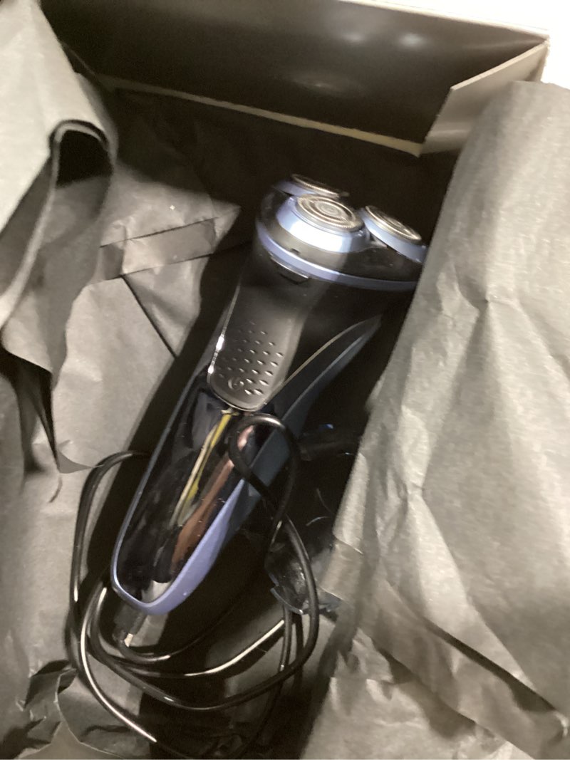 Condition photo showing Good Condition for rechargeable electric razor for men: ipx7 waterproof shaver - 1.5h fast charge, 4d flex precision blades with pop-up trimmer - gentle on sensitive skin, travel-friendly?valentine's day gifts dusty blue