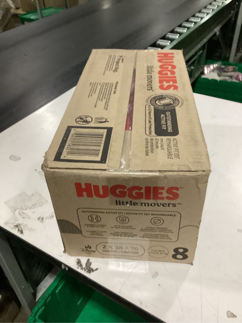 Condition photo showing New/Like New for Huggies Little Movers Baby Disposable Diapers - Size 8 - 76ct