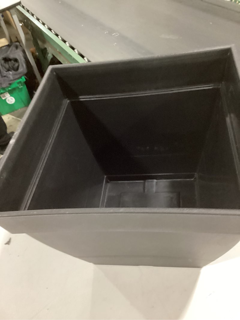 Condition photo showing As Is for style selections square 17.52-in w x 14.02-in h black recycled plastic indoor/outdoor planter