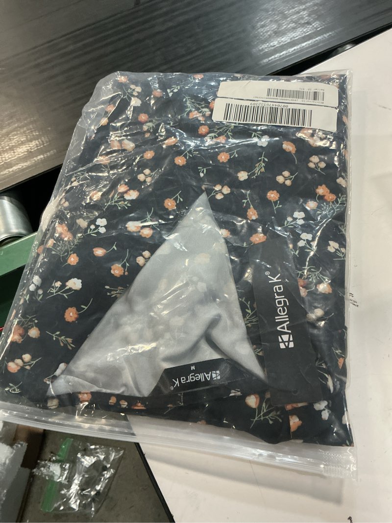 Condition photo showing Good Condition for inspire chic women s floral crossover v neck petal sleeves belted dress l black