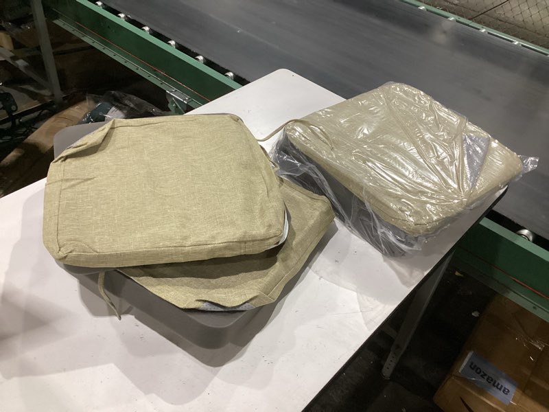Condition photo showing Good Condition for addgrace square chair cushions for dining chairs 4 pack non slip seat cushions for kitchen chairs indoor thick dining room chair pads with ties and removable cover 16'' x 16'' x 2'' (4, beige)
