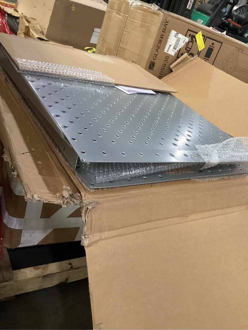 Condition photo showing New/Like New for kryonix shed ramp for riding mower, 2000lbs heavy-duty capacity shed loading ramp, 29" l x48 w anti-slip metal punch plate ramps for sheds, riding mower, snow blower, garages & barns(2pcs) 2 pcs