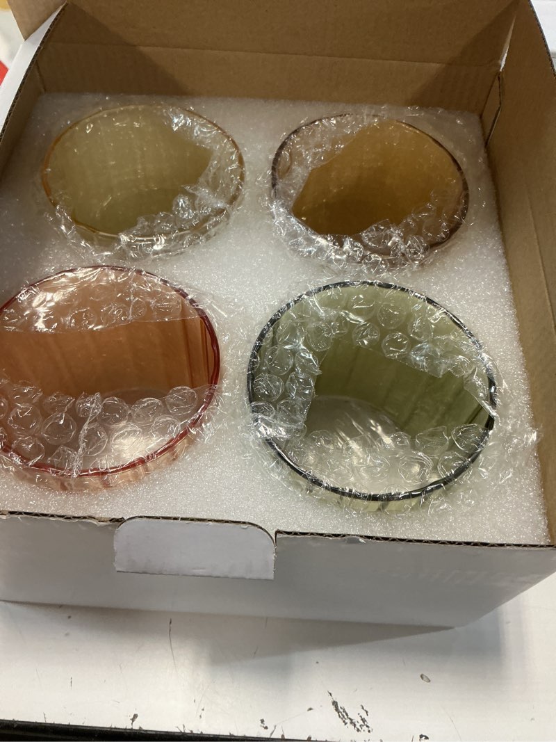 Condition photo showing New/Like New for colored drinking glasses set - cute cups for home coffee bar - aesthetic thin lightweight borosilicate glass cups for iced coffee water sparkling drinks - housewarming gift (14 fl oz)