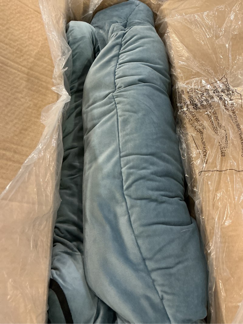 Condition photo showing Good Condition for Lazy Chair,Sofa Chair Come w/a Steel Frame,Velvet Modern Lounge Accent Chair with a Side Pocket,Upholstered Reading Chair for Living Room,Bedroom,Dorm Rooms,with Footstool,Blue