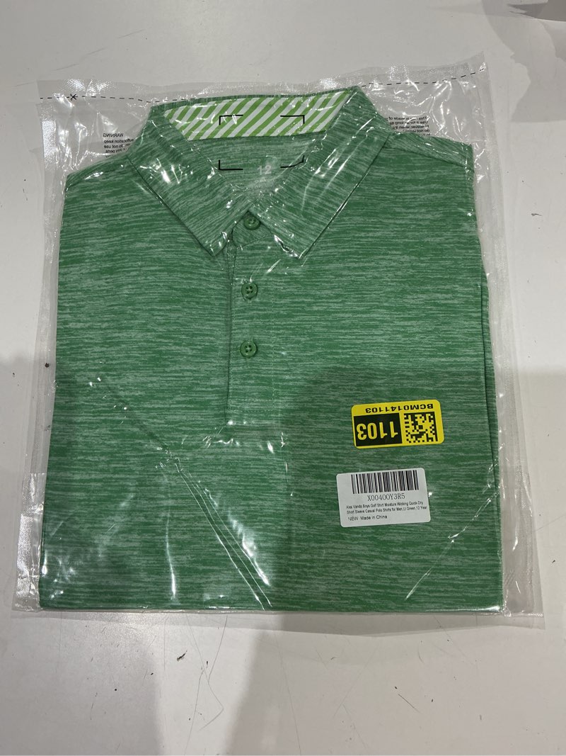 Condition photo showing Good Condition for alex vando mens golf shirt moisture wicking quick-dry short sleeve casual polo shirts for men lt green 12 years