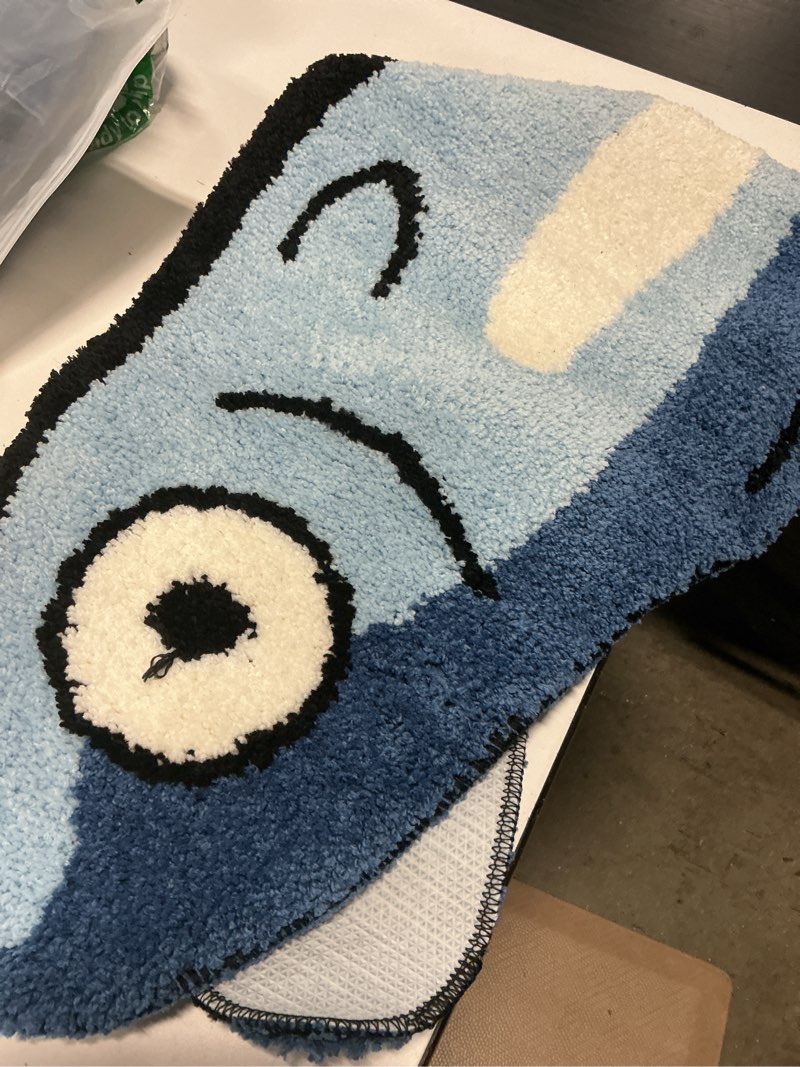 Condition photo showing Good Condition for fish rug - cute fish bath mat blue bathroom rugs animal pattern fun carpet, non-slip plush absorbent bath mats, cool carpet for bedroom living room shower sink bathtub room decor, 16"x 47"