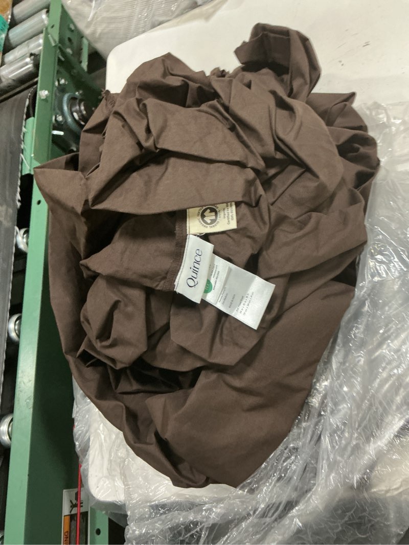 Condition photo showing As Is for quince european linen fitted sheet set color espresso