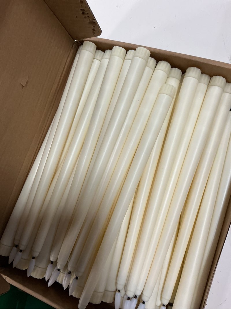 Condition photo showing Good Condition for baquler 50 pcs flameless taper candles battery operated bulk 12.4 ivory led taper candles flickering led candlesticks for wedding advent halloween christmas party decor