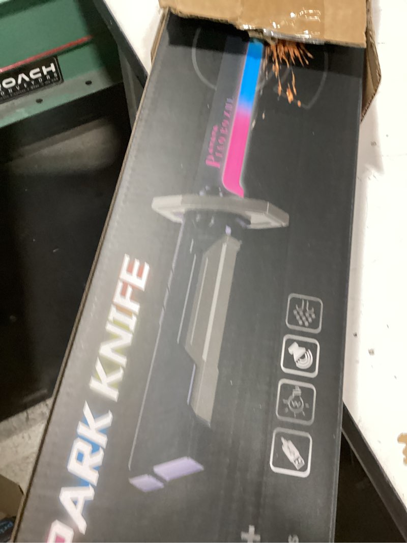 Condition photo showing New/Like New for evada neon led spark sword with sound and fog, type-c recharge, 31.5" glowing ninja blade weapon for kids and adults, toys for cosplay, rave and halloween?red?