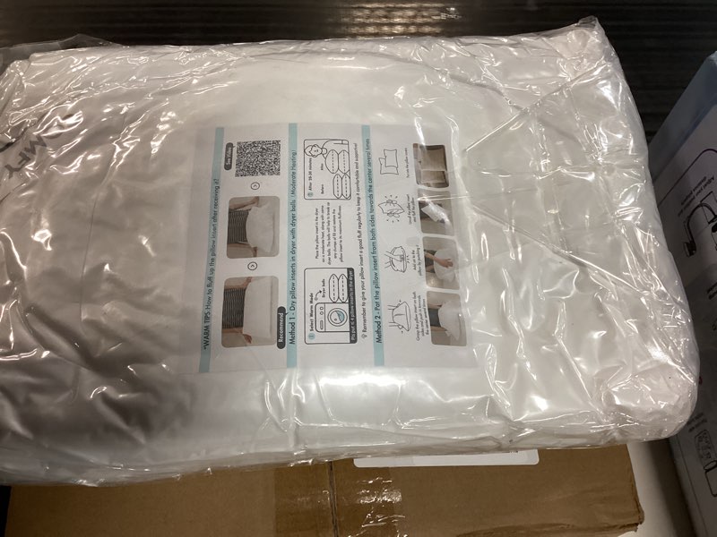 Condition photo showing New/Like New for miulee 20x20 inch pillows inserts, pack of 2 down alternative virgin filling comfy support throw pillows for sofa couch bed 2 20x20