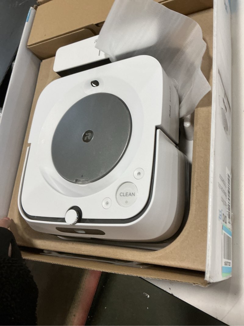Condition photo showing As Is for iRobot Braava Jet M6 (6110) Ultimate Robot Mop- Wi-Fi Connected, Precision Jet Spray, Smart Mapping, Works with Alexa, Ideal for Multiple Rooms, Recharges and Resumes, White