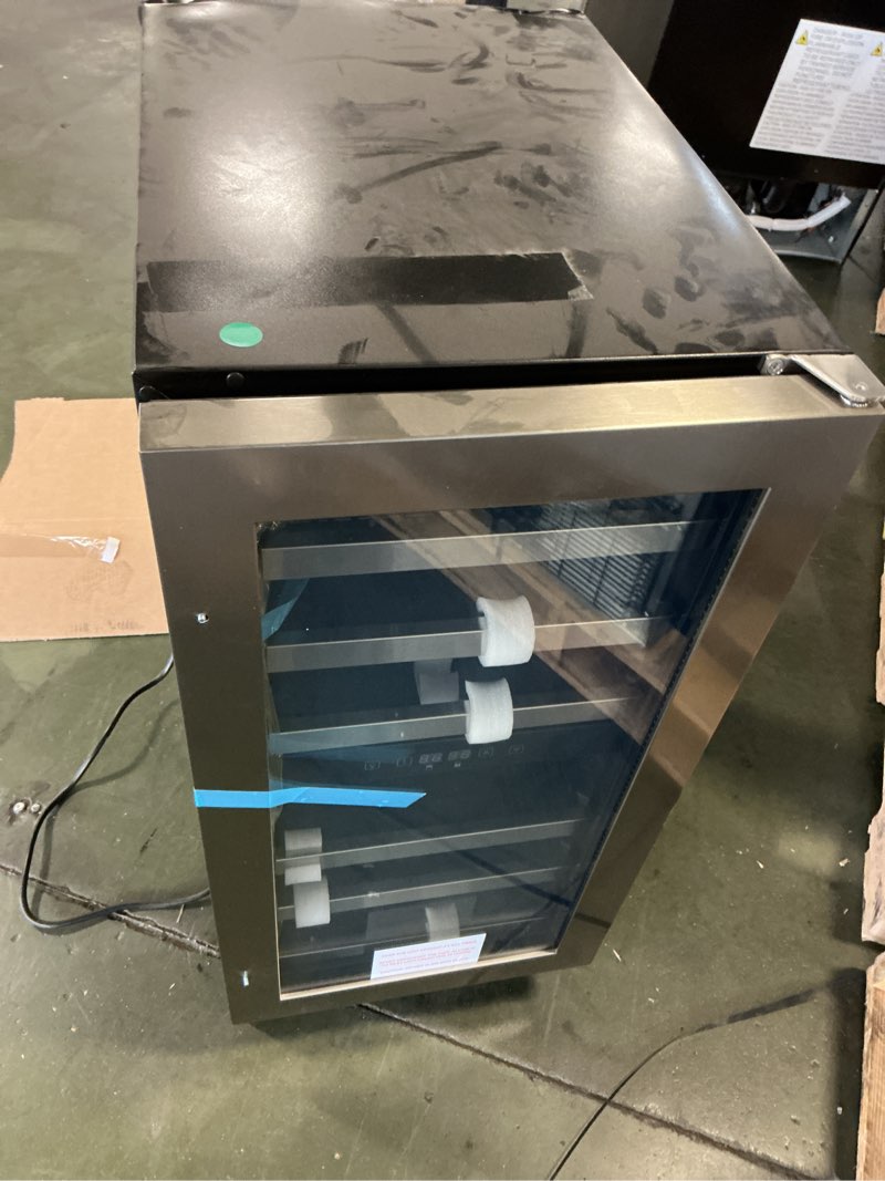 Condition photo showing As Is for Vinotemp 28-Bottle Dual-Zone Wine Cooler (Stainless)