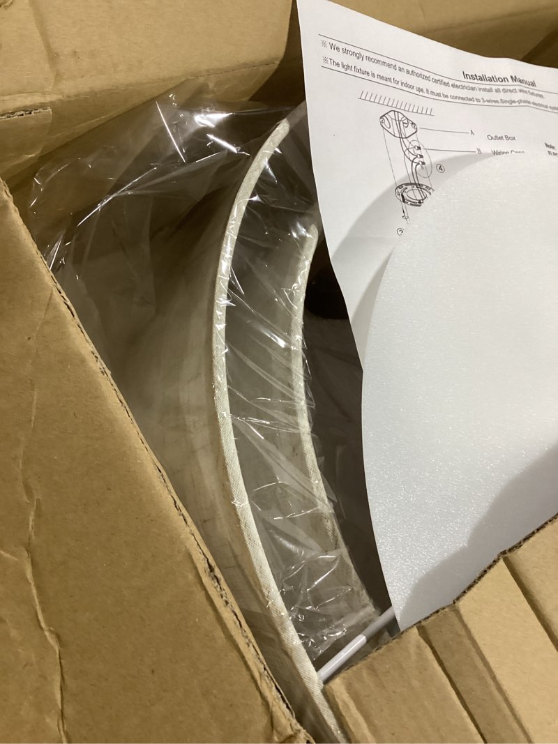 Condition photo showing Good Condition for 16" Semi Flush Mount Ceiling Light Fixture,Modern Close to Ceiling Light, 3-Lights Gold Drum Ceiling Light with Linen Fabric Shade for Bedroom Living Dining Room Hallway Entryway Foyer