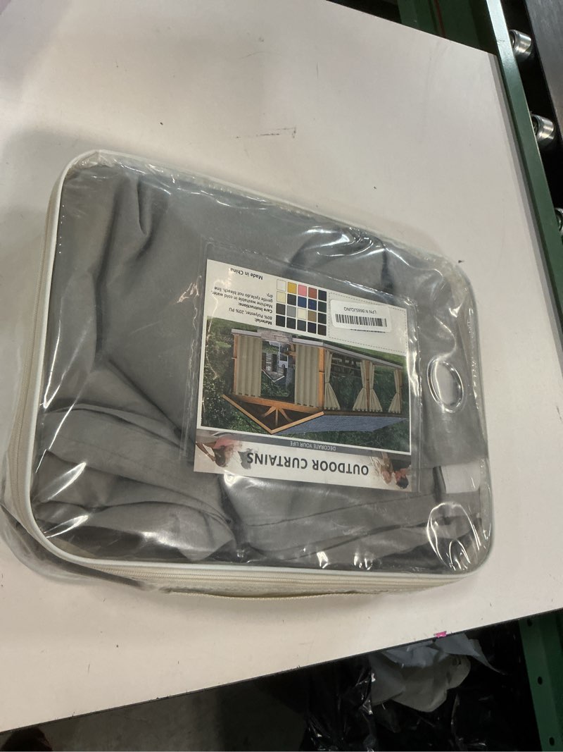 Condition photo showing As Is for outdoor curtains for patio waterproof, zipper design 2 panels privacy weatherproof blackout curtain top & bottom grommet outside drapes for porch gazebo pergola (54 x 95 inch, grey) 54"w x 95"l (pack of 2) grey