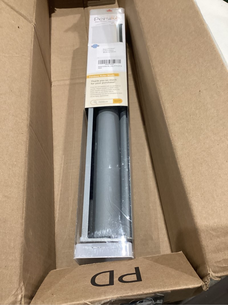 Condition photo showing Good Condition for persilux cordless blackout roller shades with valance, thermal insulated fabric window blinds, uv protection for home and bedroom (grey, 15" w x 64" h)