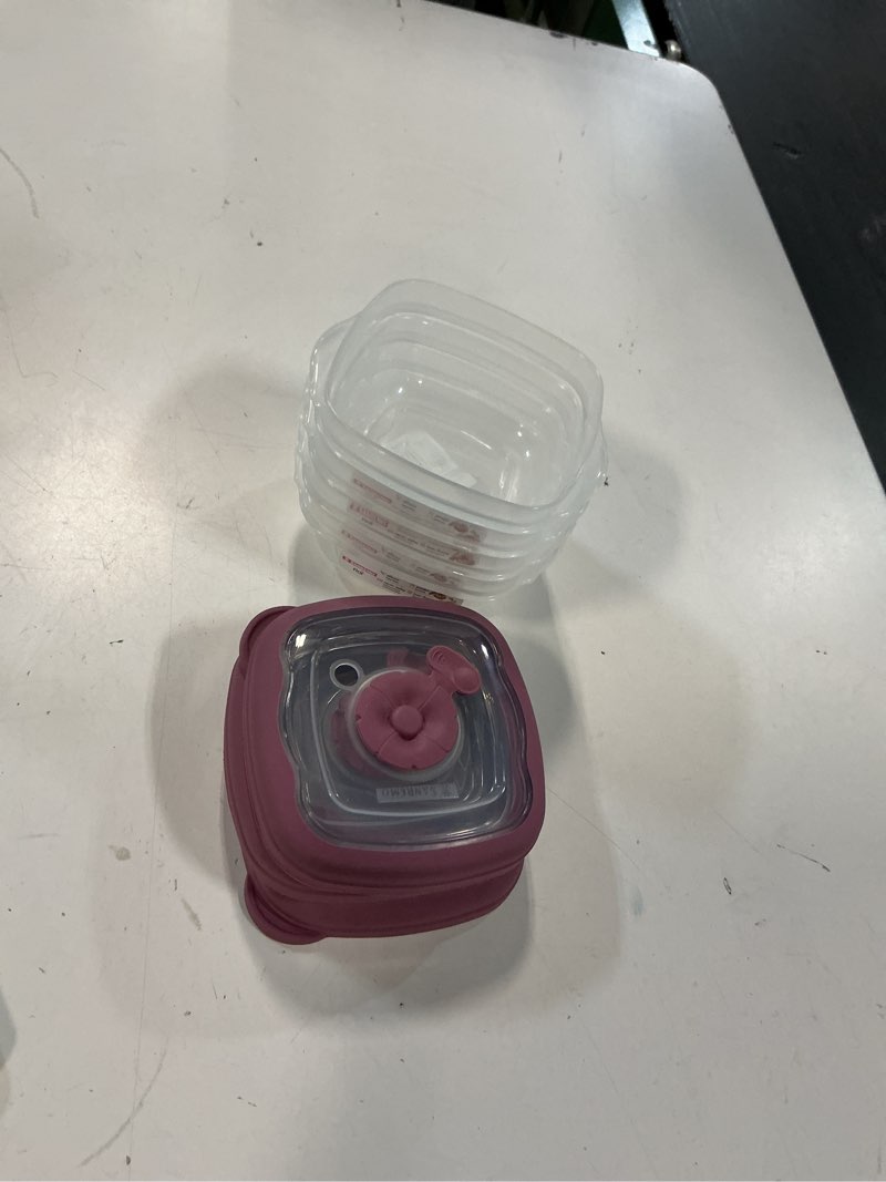 Condition photo showing Good Condition for small plastic food storage containers with lids airtight, 5 oz snack / fruit lunch box for kids, meal prep to go, fridge storage containers, easy open lids, dishwasher safe, bpa free, 5 oz - set of 4