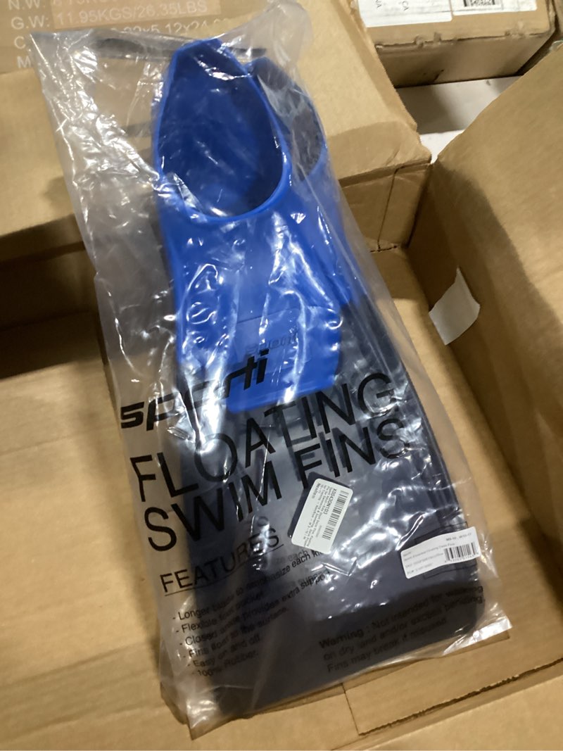 Condition photo showing New/Like New for sporti adult-kids swim fins for pool lap swimming - long floating fins for swimming & snorkeling - swim flippers for training youth 3-4 / w 5 navy-blue