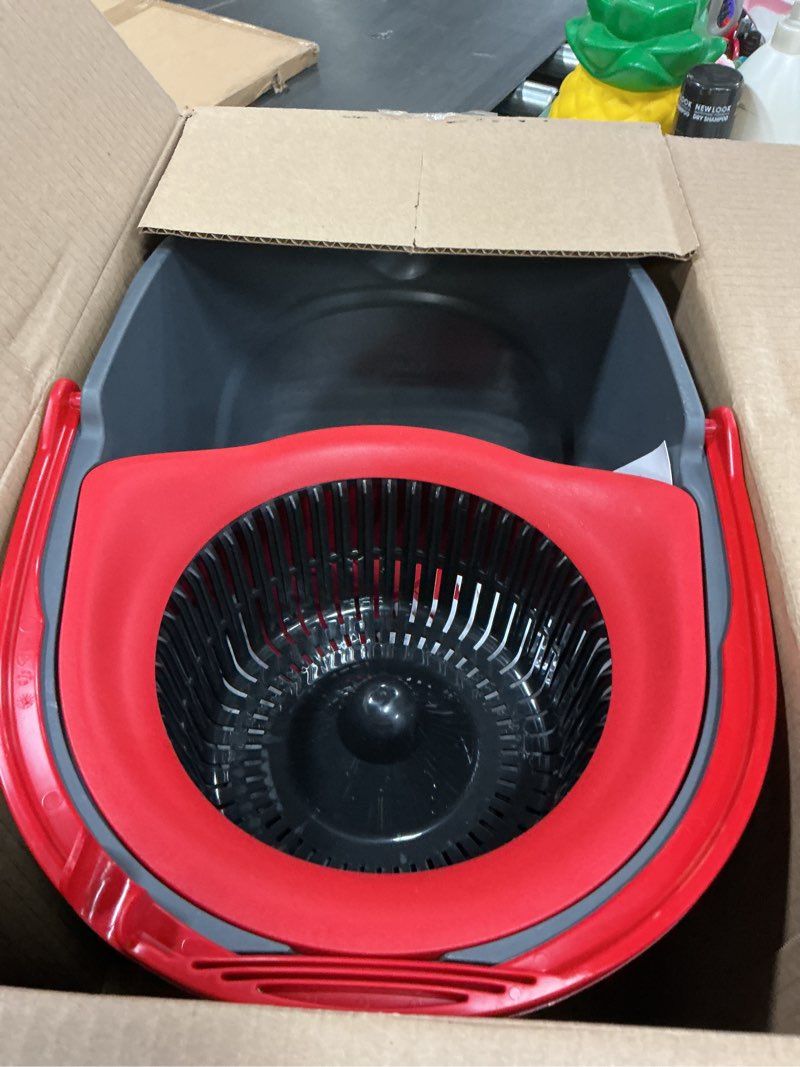 Condition photo showing As Is for O-Cedar EasyWring Microfiber Spin Mop, Bucket Floor Cleaning System, Red, Gray, Standard