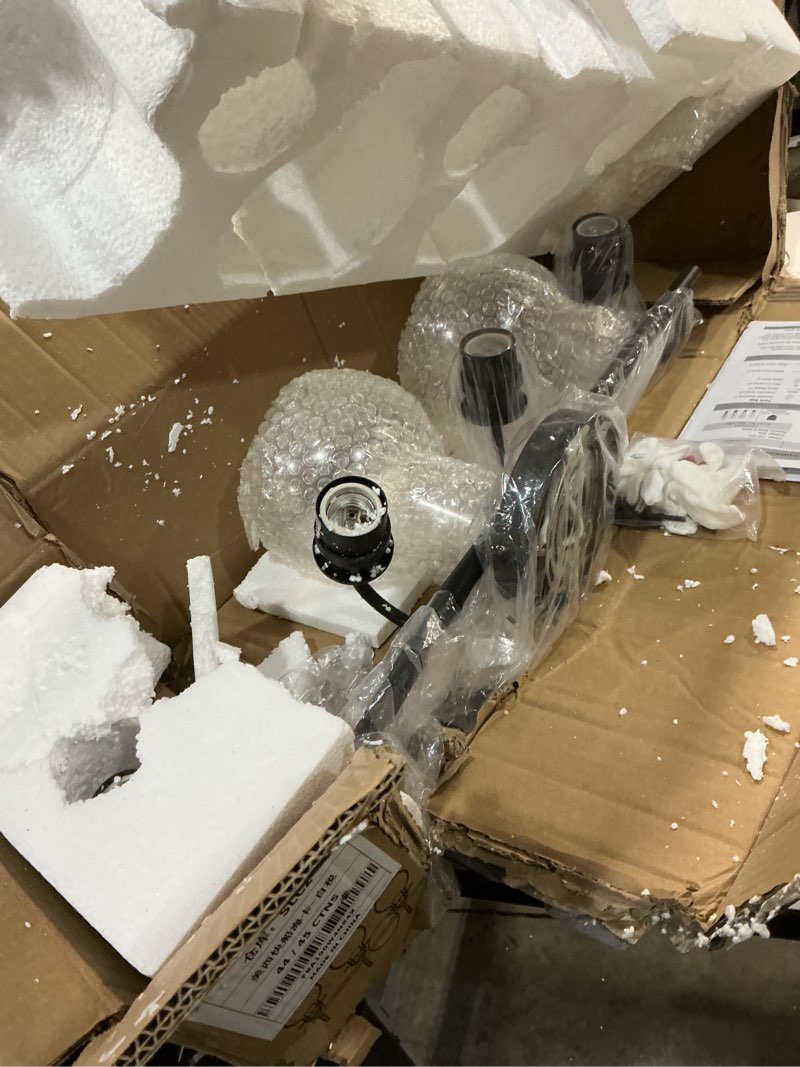 Condition photo showing As Is for Matte Black Bathroom Vanity Light Fixtures, 4 Light Vanity Lighting Fixtures with Clear Glass Shade, E26 Base, UL Certification (Exclude Bulb) Black 4 Light