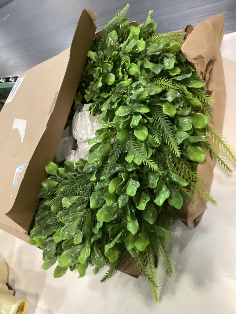 Condition photo showing As Is for Olive Wreath for Front Door 22 inch, Greenery All Season Wreath with Olive Leaf Fruit, Home Decoration for Outdoor Living Room Indoor Wall and Outside Summer All Season Wedding Olive-green