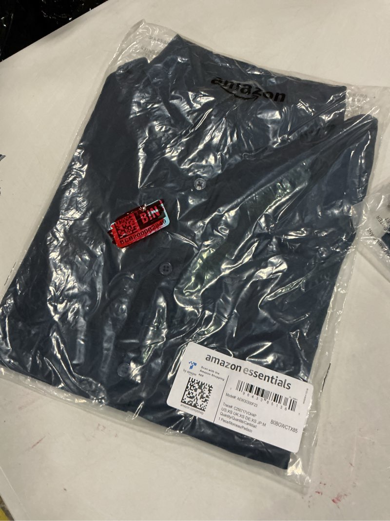 Condition photo showing New/Like New for (size:xs)amazon essentials women's long sleeve button down stretch oxford shirt (available in plus size) x-small navy
