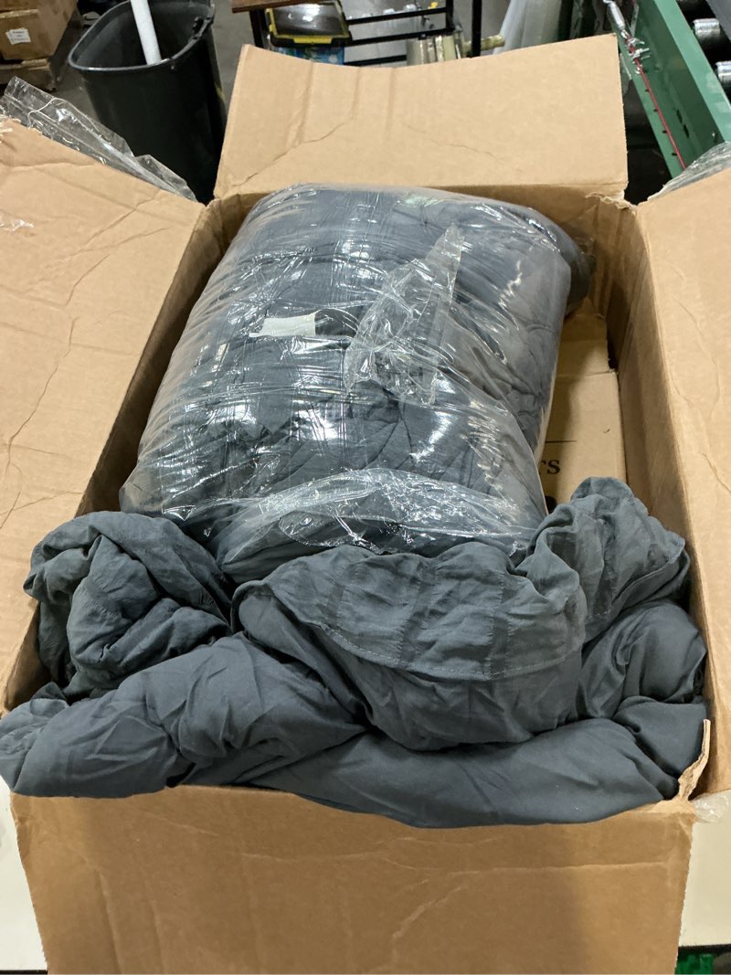 Condition photo showing As Is for hymokege queen comforter set seersucker 7 pieces, all season luxury bed in a bag for bedroom, bedding set with comforters, sheets, pillowcases & shams, dark grey queen(88"x 88") dark grey