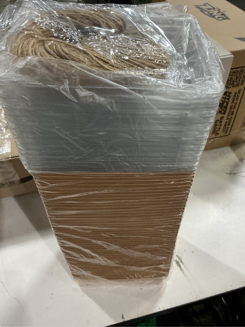 Condition photo showing New/Like New for 50 Pack 7x5 Inches Charcuterie Boxes with Clear Lids - Individual To Go Paper Charcuterie Board with Lid, Disposable Food Containers for Desserts, Cookie, Food, Charcuterie Accessories 50 Brown