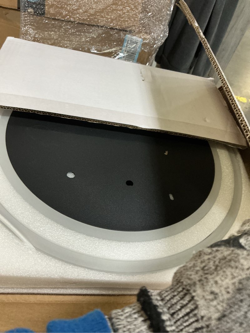 Condition photo showing Good Condition for o'neeldy modern dimmable led flush mount ceiling light remote control acrylic ring chandelier, 48w 3000k-6000k adjustable, black fixture for bedroom, living room, dining room, kitchen and hallway black ceiling light, 3-light