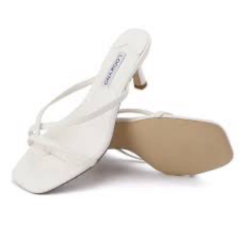 Lookyno Strappy Kitten Heels for Women Square Open Toe Heeled Thong Sandals Low Heel Sexy Trendy Fli