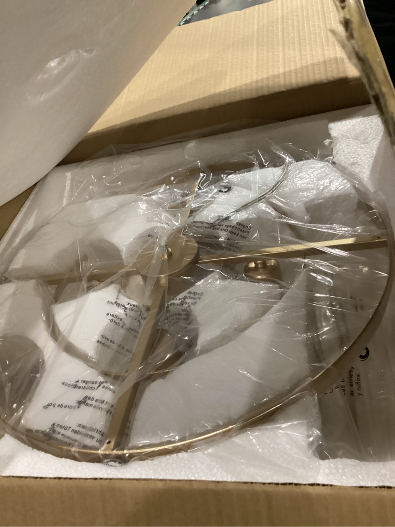 Condition photo showing Good Condition for Shell Chandelier, White and Gold Chandelier Light Fixture with 4 Lights Capiz Seashell Pendant for Foyer,Kitchen Island,Entryway,Dining Room (18" Coastal Chandeliers) White Gold 4 Light Capiz Shell Chandelier