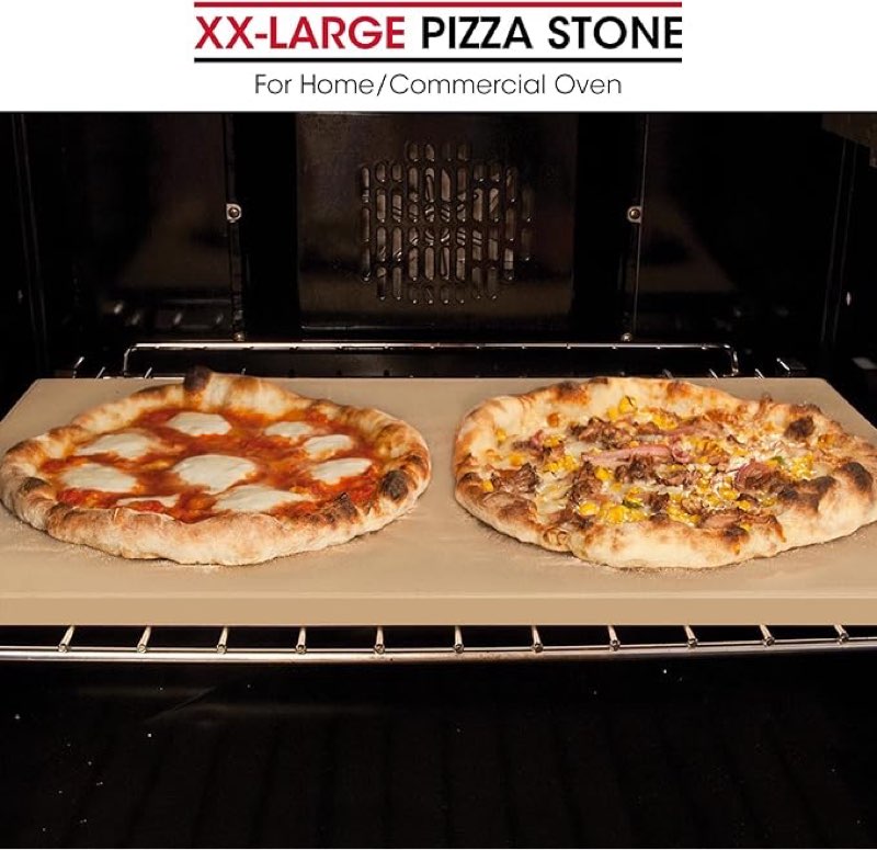 unicook xx-large pizza stone 26"x17.5"x0.6" for 36"/48" home and commercial ovens, rectangular baking stone, ideal for baking crispy pizzas, bread and cookies, weighs 17.6 lbs, does not fit 30"ovens