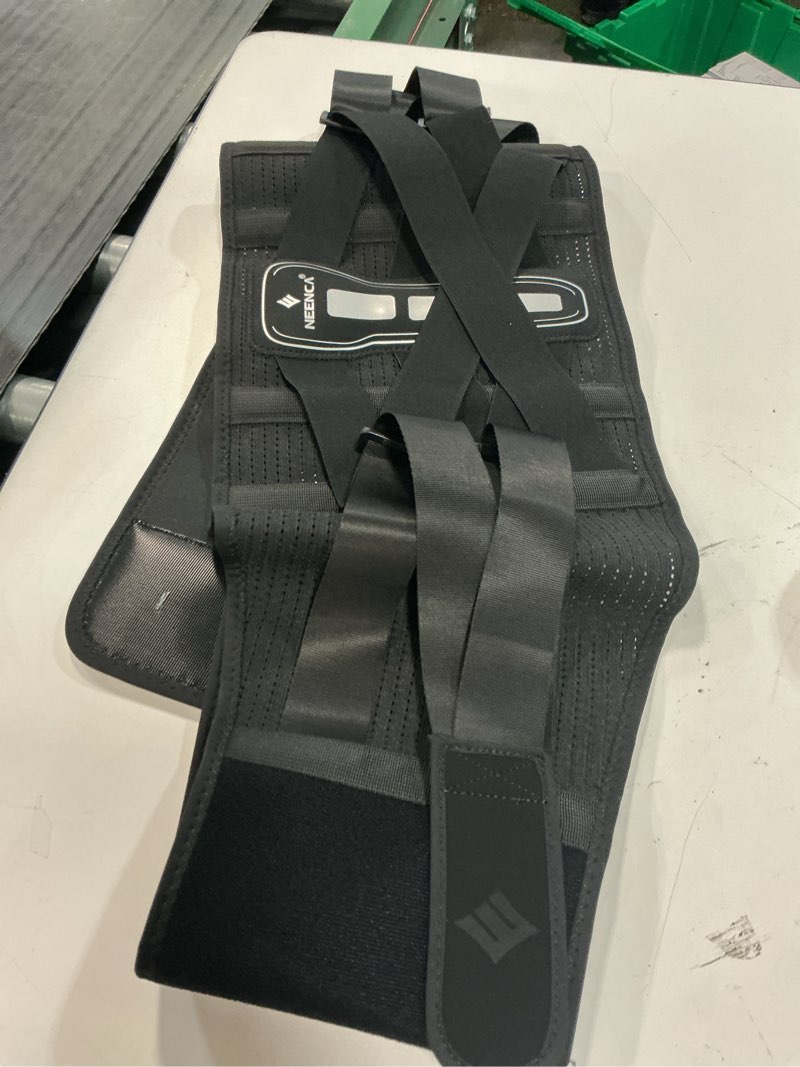 Condition photo showing As Is for neenca back brace for lower back pain – curved lumbar panel, adjustable power x straps, xl