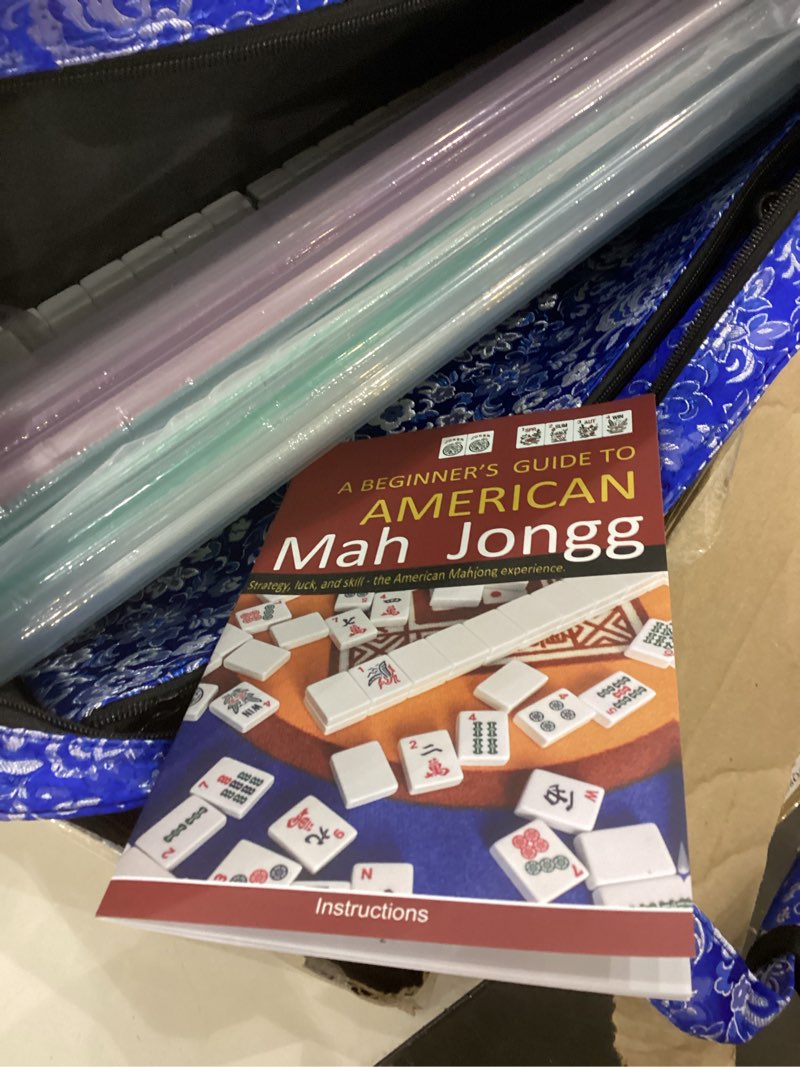 Condition photo showing Good Condition for American Mahjong Set,166 Premium White Tiles,4 All-in-One Mahjong Racks/Pushers,Complete Western Mahjong with Soft Blue Printed Carrying Bag